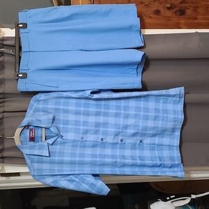 Christi Collection Mens Walking Shorts Set Blue Sz Shirt L Shorts 36/34 EUC READ